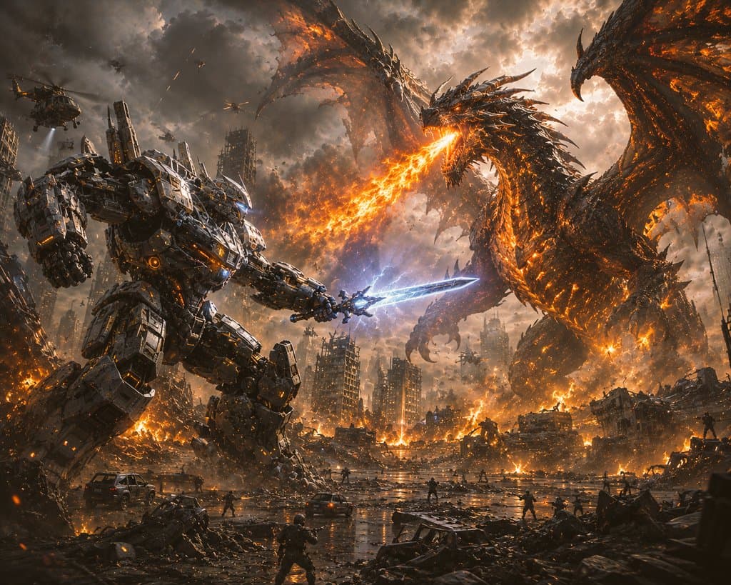 Robot vs Dragon Epic Battle preview image 2