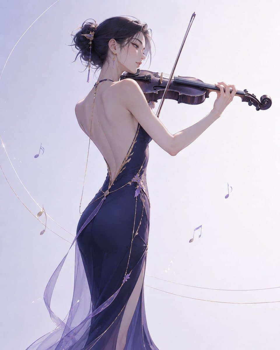 Elegant Violinist Minimalist Illustration preview image 1