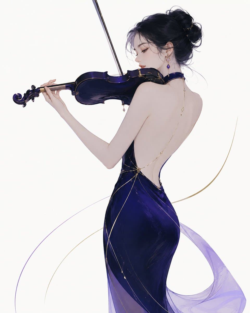 Elegant Violinist Minimalist Illustration preview image 2
