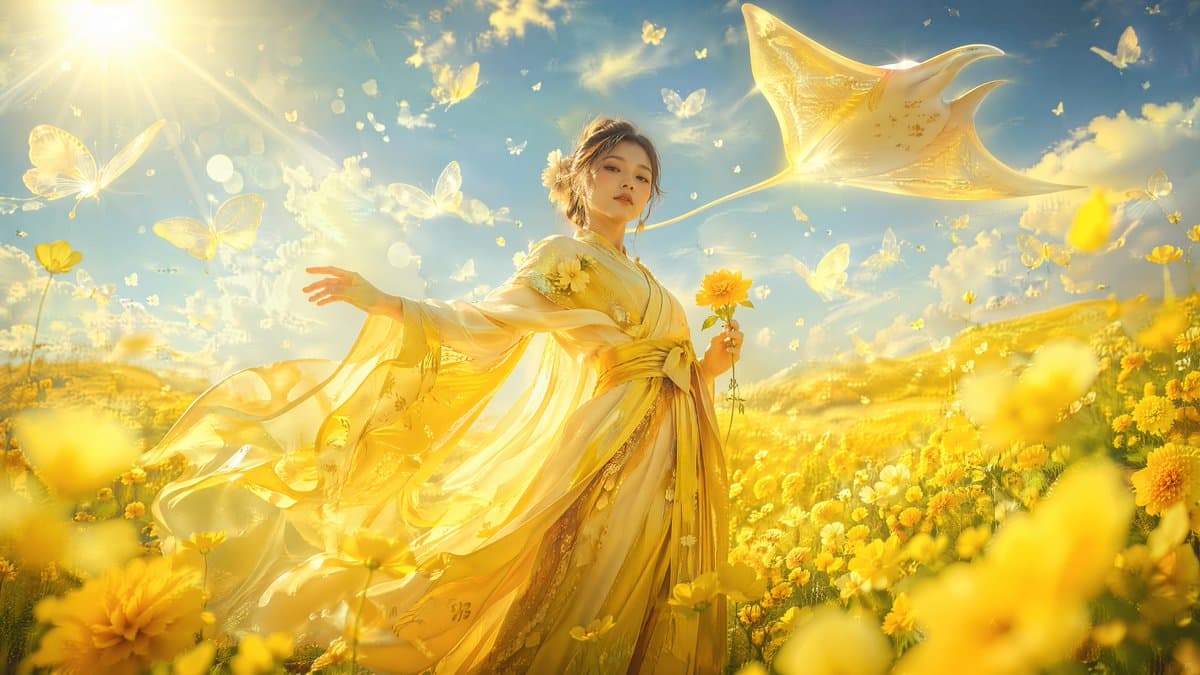 Surreal Low-Angle Floral Portrait preview image 1