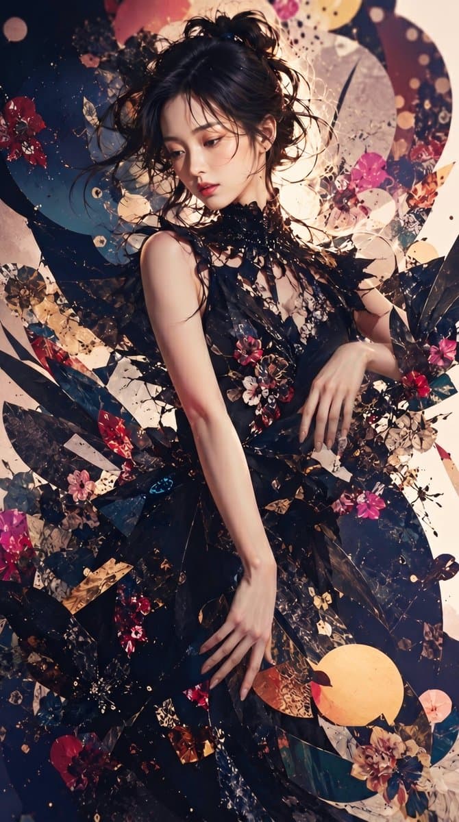 Dark Paper Flower Portrait preview image 2