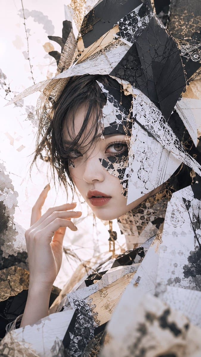 Dark Paper Flower Portrait preview image 3
