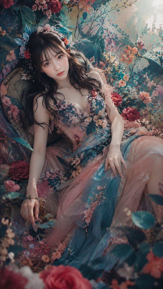 Dark Paper Flower Portrait preview image 4