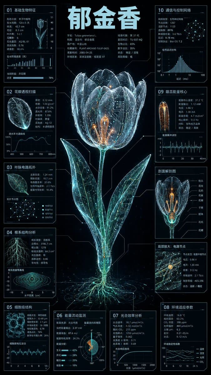 Cybernetic Bioluminescent Flower Infographic - 1 preview image 2