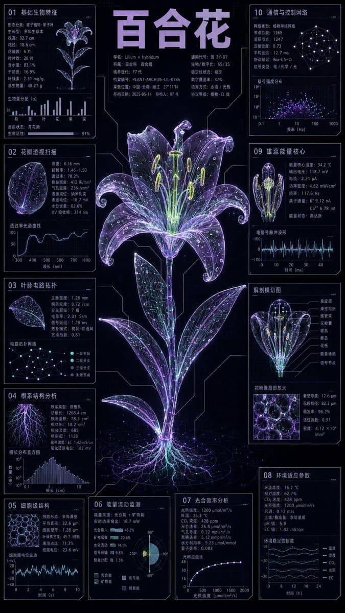 Cybernetic Bioluminescent Flower Infographic - 1 preview image 3
