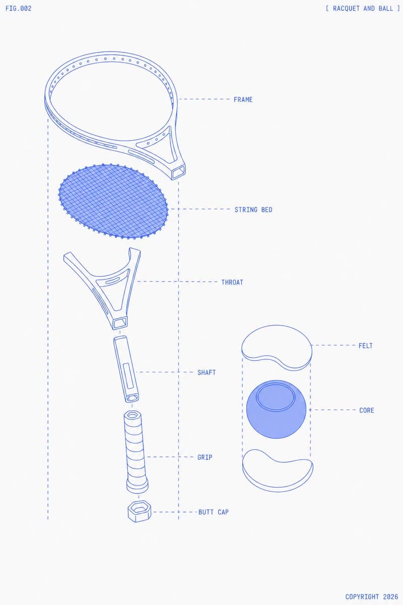 Exploded Tennis Racquet Blueprint preview image 1