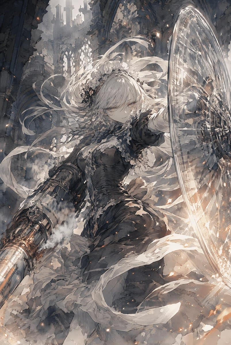Silver-Haired Cathedral Battle Maiden preview image 1