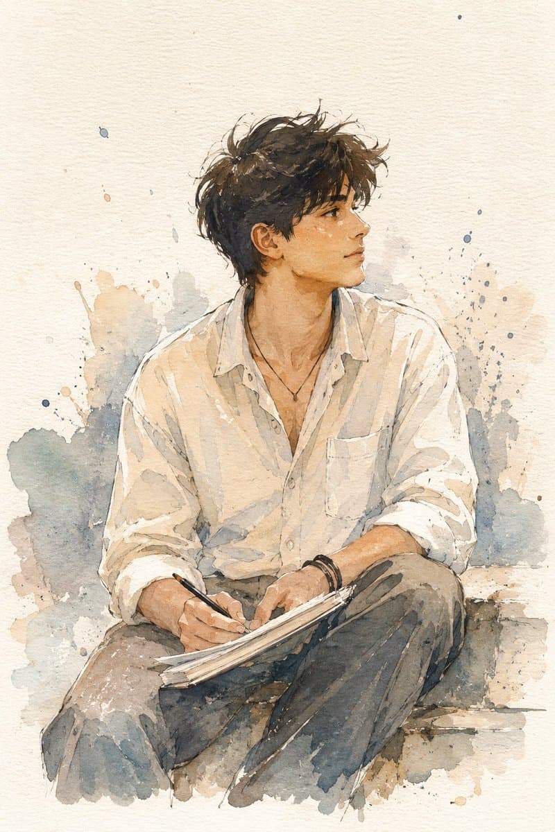 Minimalist Watercolor Reading Scene - 1 preview image 2
