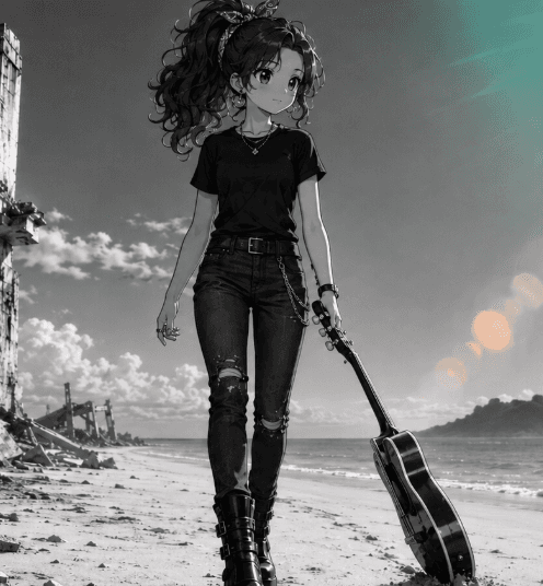Dragging Guitar on Beach Walk - 1 preview image 1