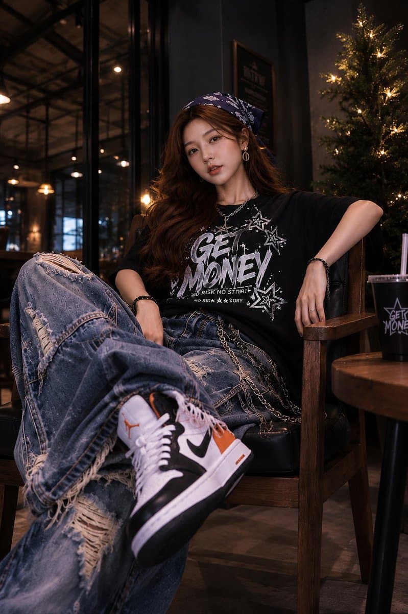 Ultra-Realistic Streetwear Café Portrait - 1 preview image 1