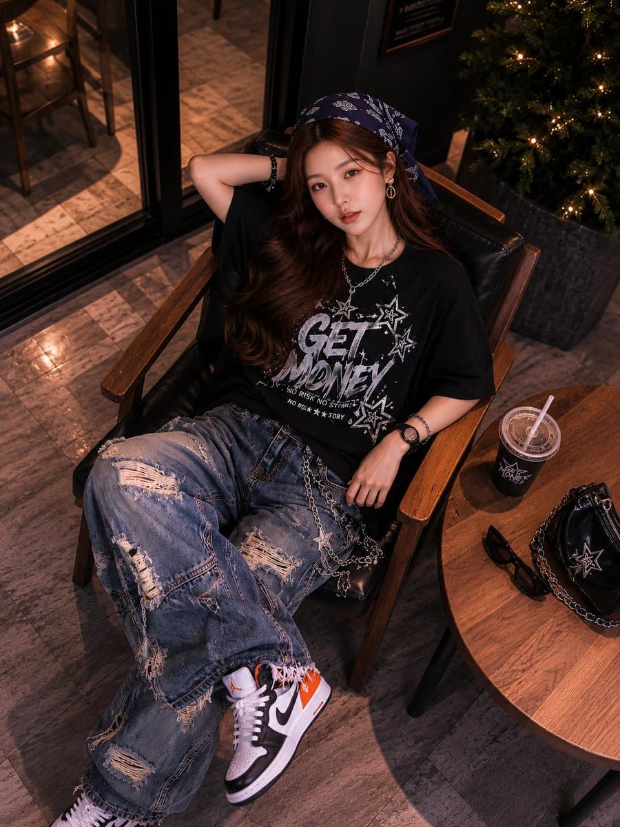 Ultra-Realistic Streetwear Café Portrait - 1 preview image 2