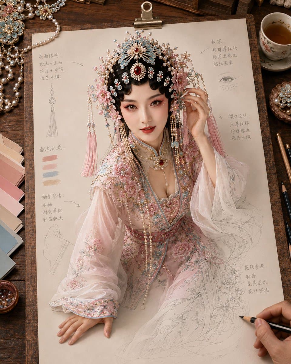 Traditional Chinese Opera Setup Sketch - 1 preview image 1