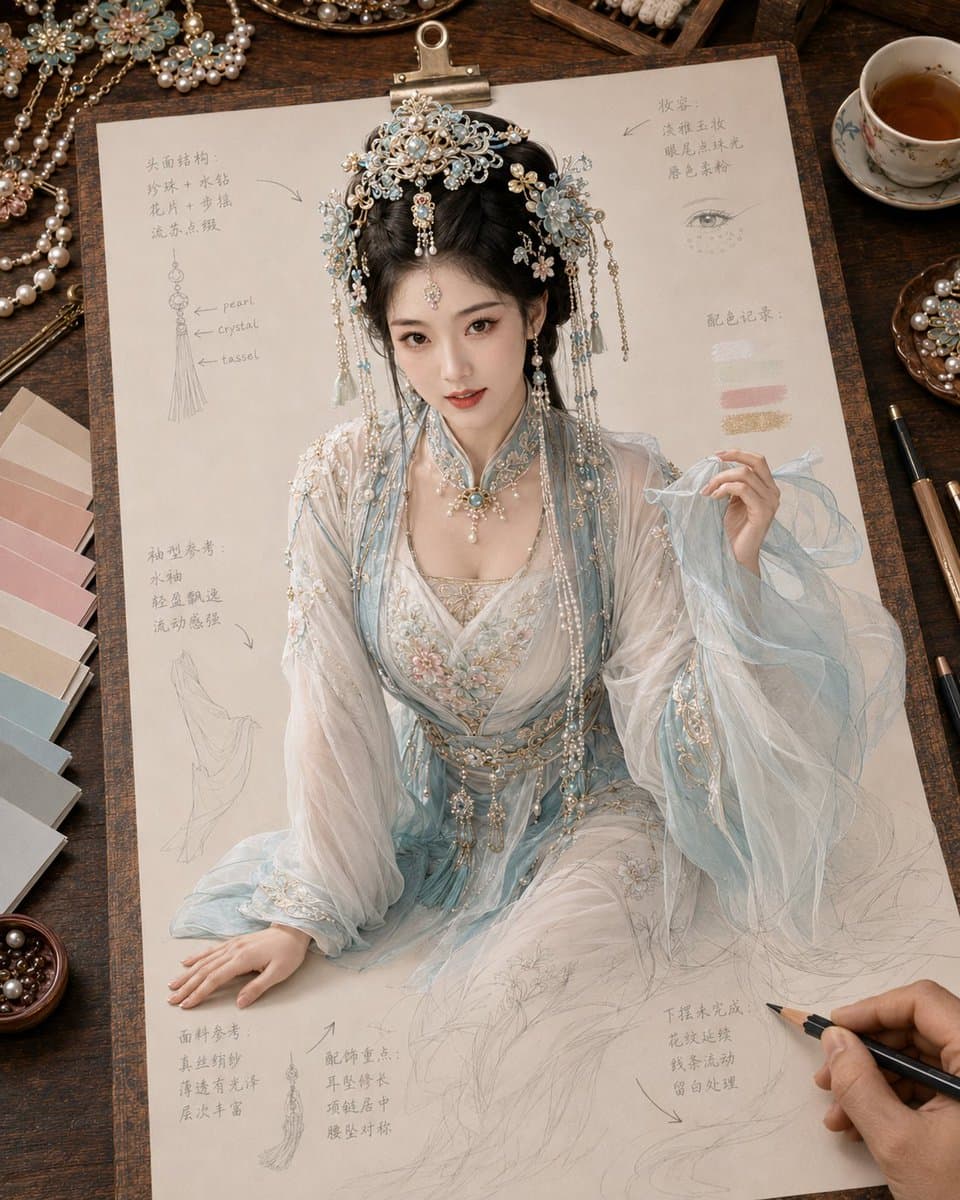 Traditional Chinese Opera Setup Sketch - 1 preview image 3