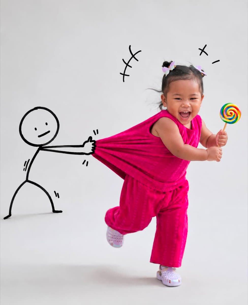 Whimsical Doodle Interaction Portrait - 1 preview image 1