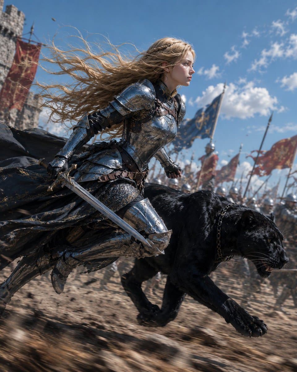 Blonde Knight and Black Panther Battle Charge preview image 1