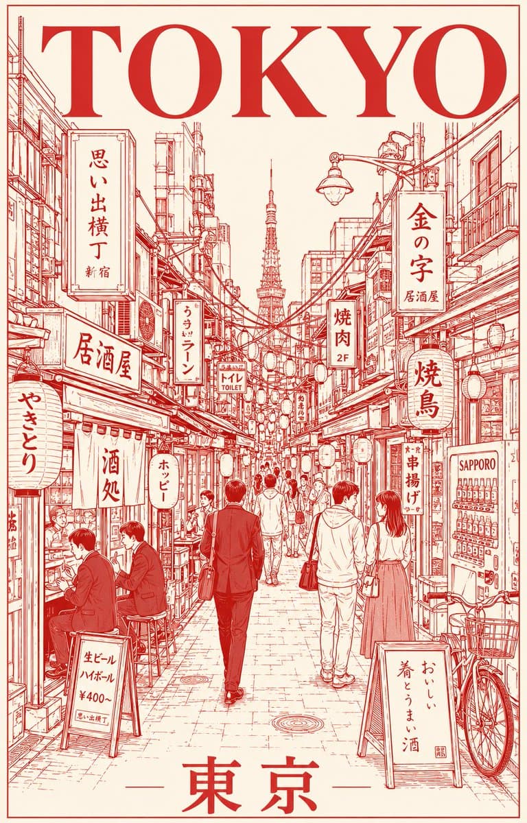 Minimalist Tokyo Night Travel Poster - 1 preview image 1