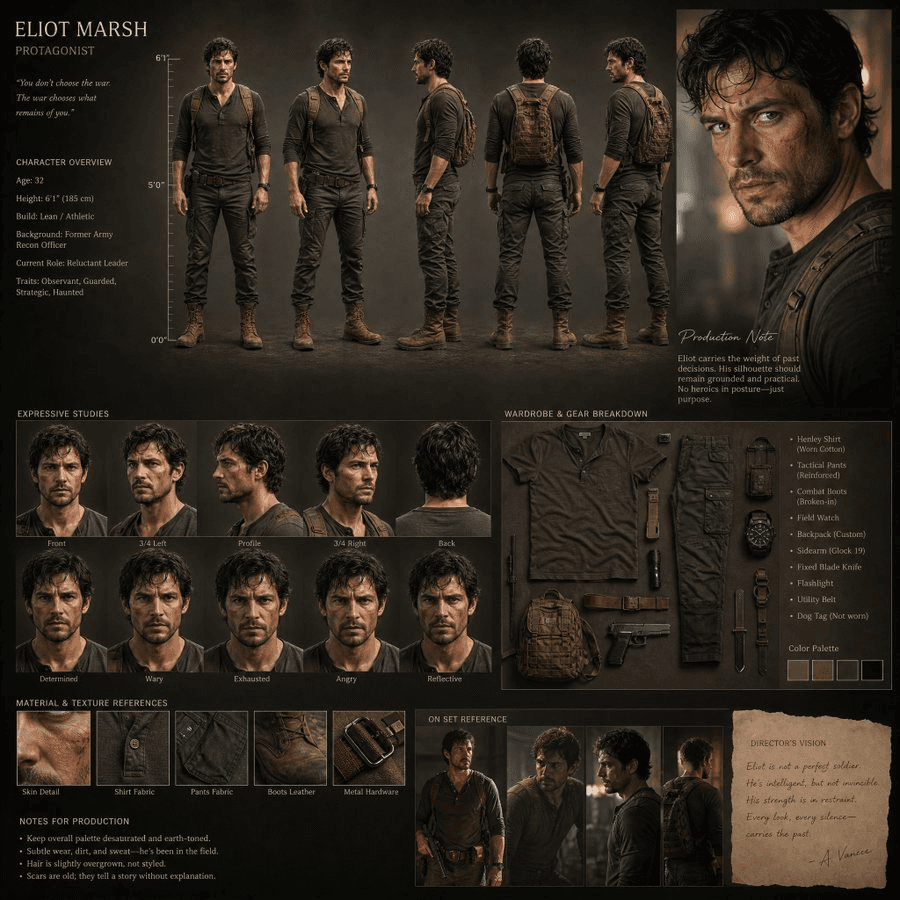 Cinematic Film Character Design Board preview image 1