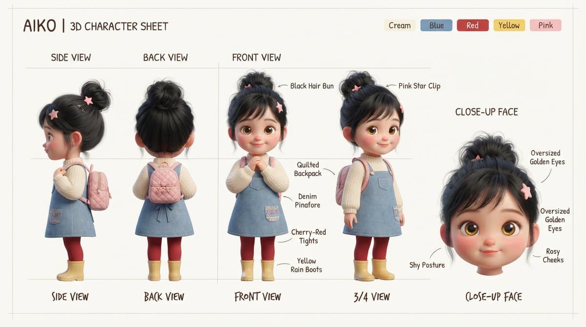 Aiko 3D Character Sheet - 1 preview image 1