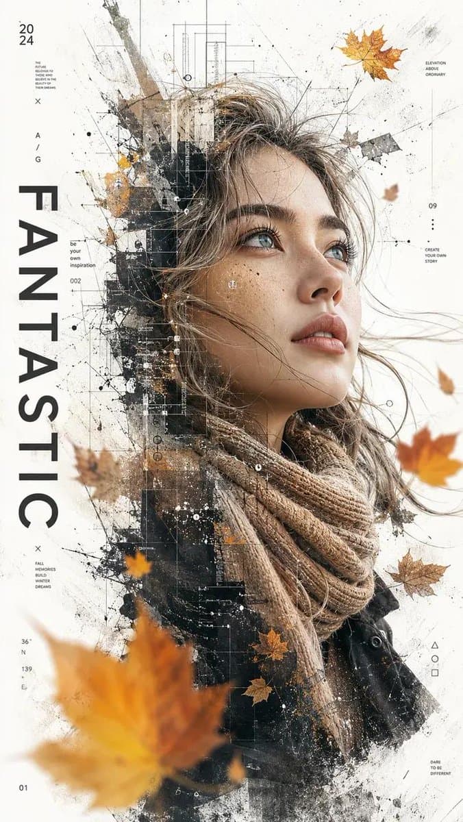 Double Exposure Autumn Leaves Portrait - 1 preview image 2