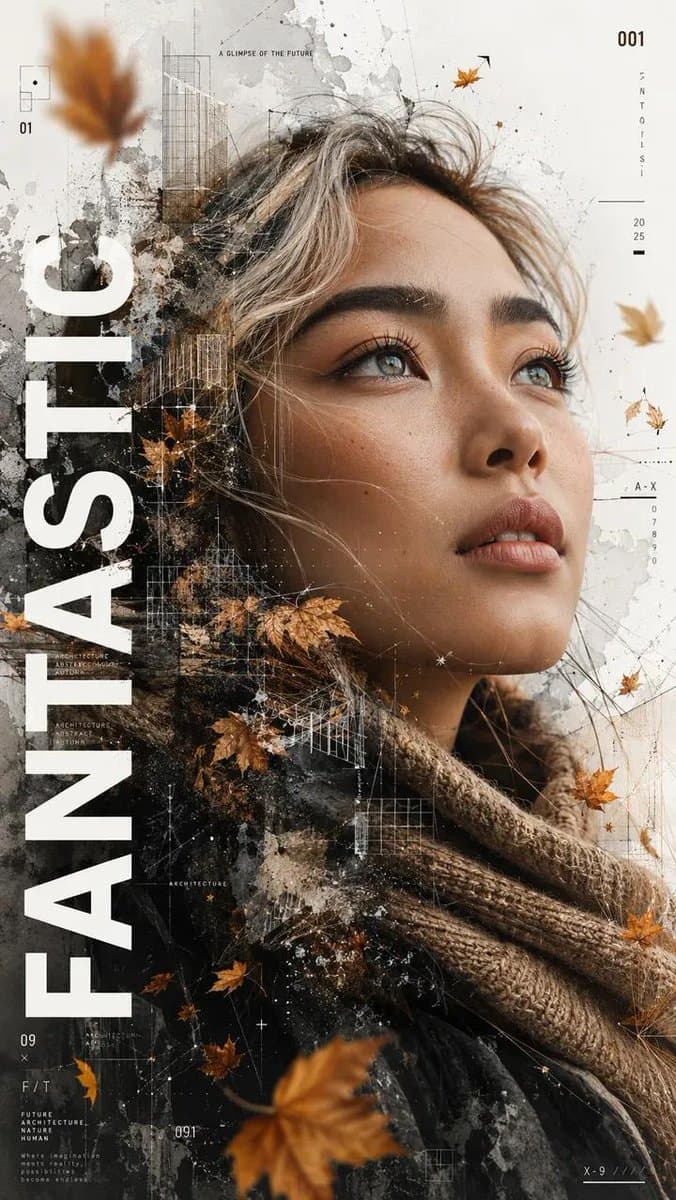 Double Exposure Autumn Leaves Portrait - 1 preview image 3
