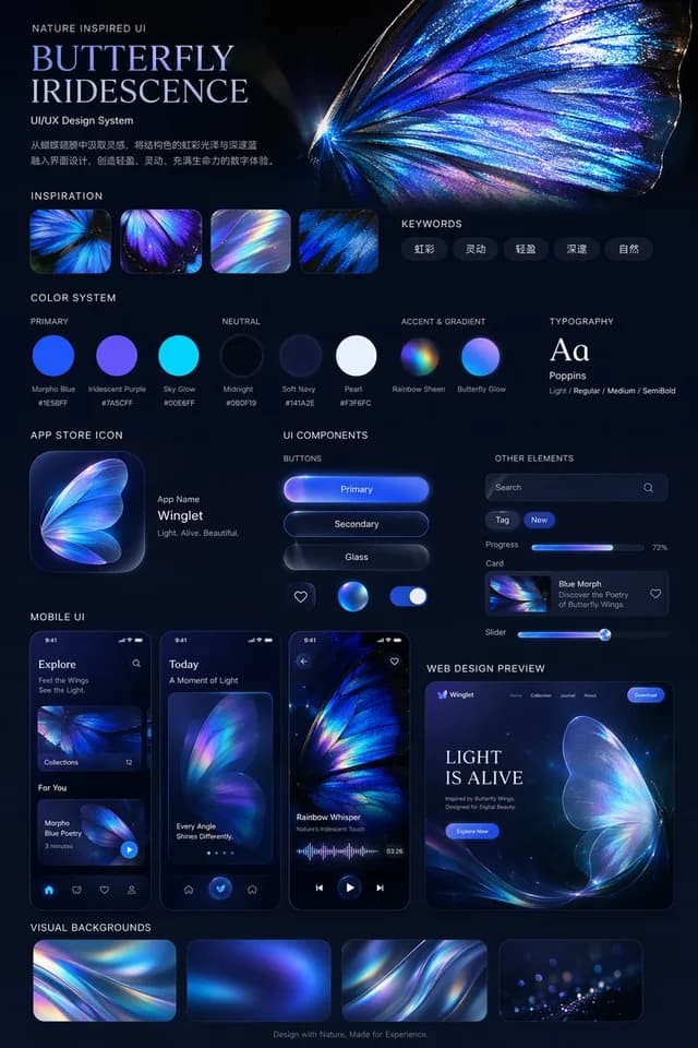 Iridescent Butterfly UI/UX Design System preview image 1