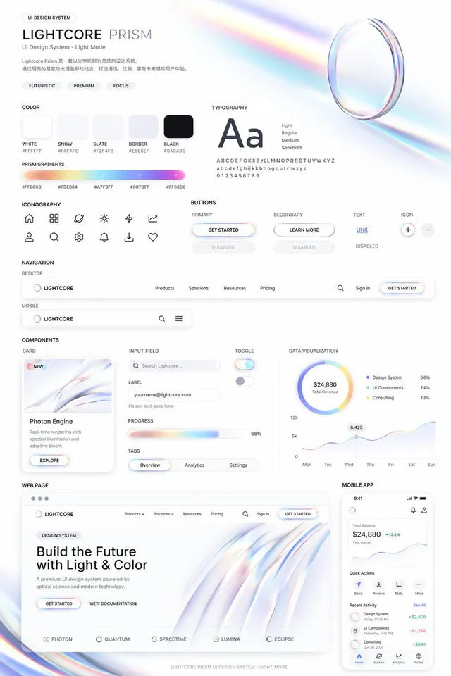 Light Mode UI Design System Board preview image 1