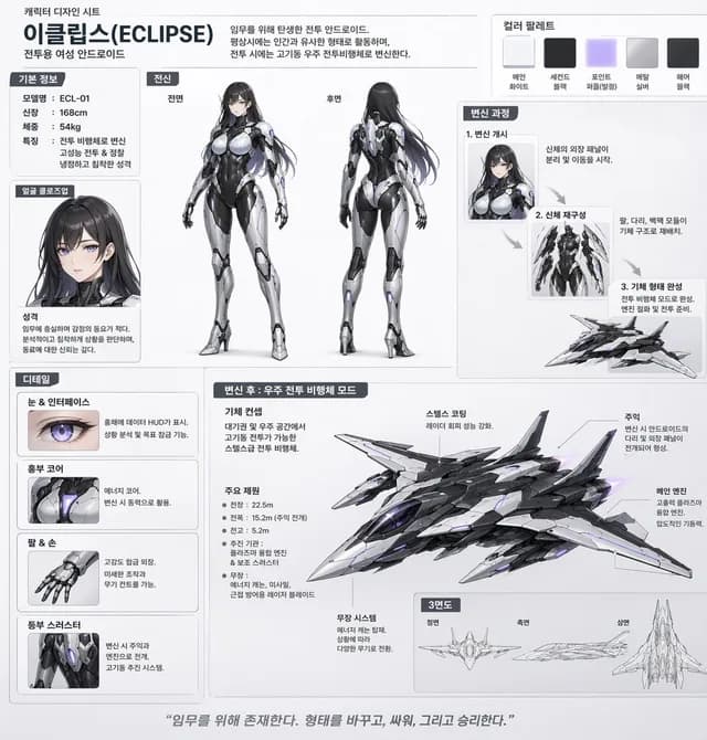 Mecha-Girl Character Design Sheet preview image 1