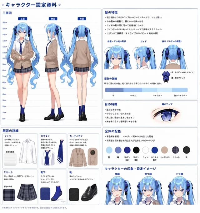 Comprehensive Anime Character Reference Sheet preview image 1