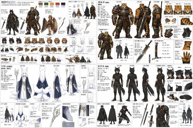 4-Quadrant RPG Character Design Sheet preview image 1