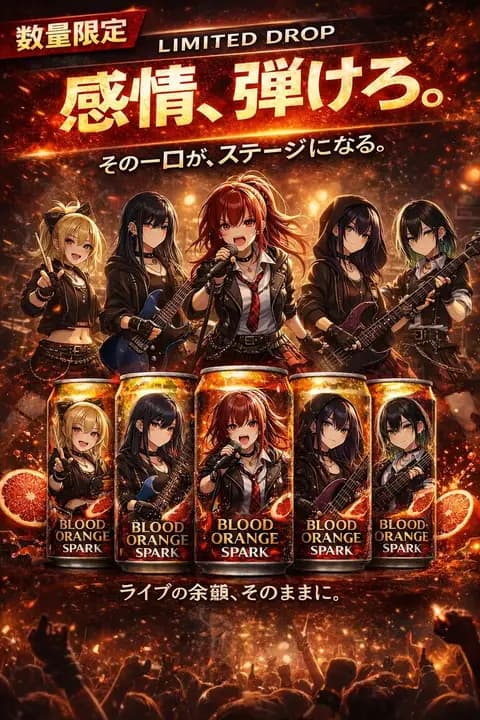 Anime Rock Band Beverage Collab Poster preview image 1