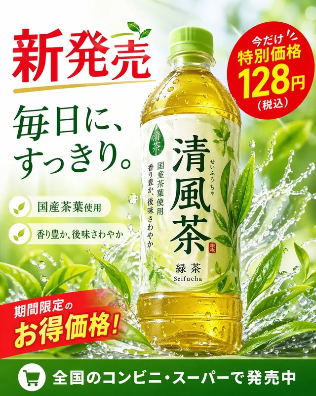 Green Tea Bottle Advertisement Poster preview image 1