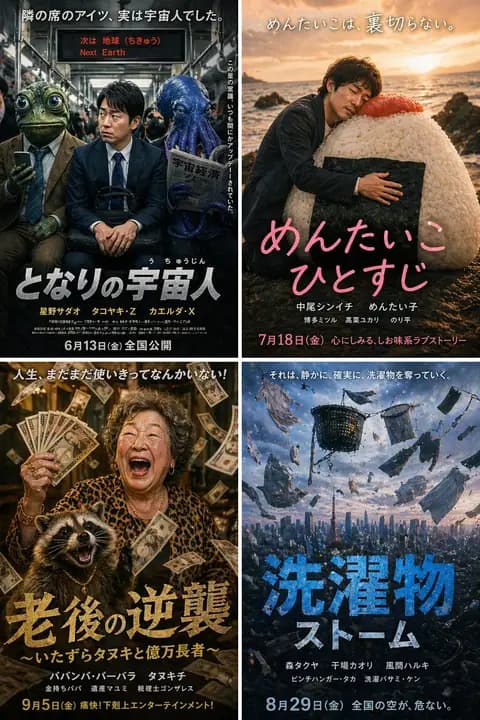 4-Panel Parody Movie Poster Grid preview image 1