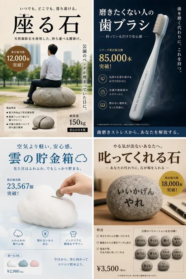 Satirical 4-Panel Product Ads preview image 1