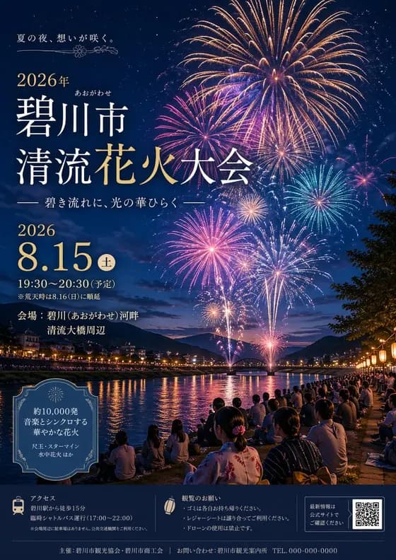 Japanese Fireworks Festival Poster preview image 1