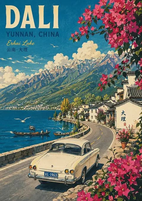 Vintage Travel Poster Illustration preview image 1