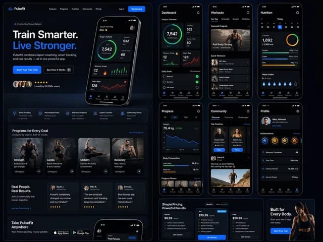 Fitness SaaS Landing Page UI preview image 1
