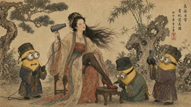 Tang Dynasty Queen & Minions Gongbi Painting preview image 1