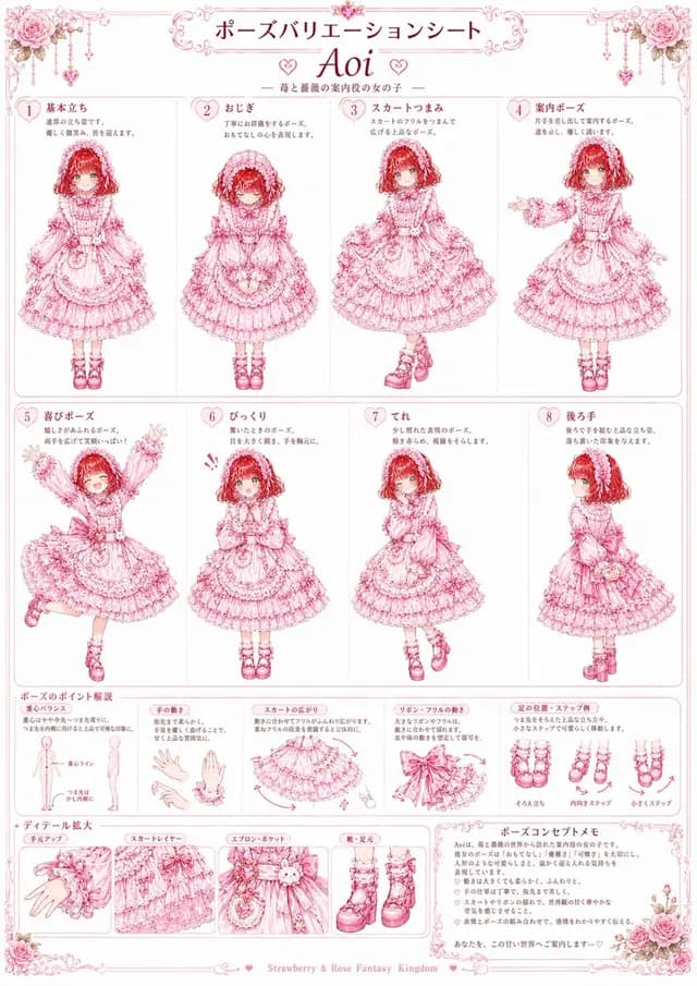 Pink Lolita Pose Variation Sheet preview image 1