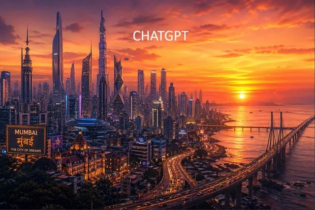 Futuristic Mumbai Sunset Skyline preview image 1