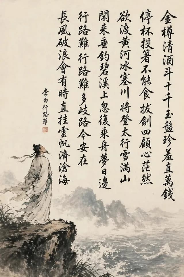 Chinese Calligraphy Poem Scroll preview image 1