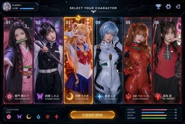 Sci-Fi Anime Character Select UI preview image 1