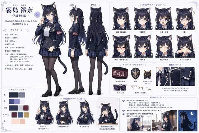 Catgirl Student Council Reference Sheet preview image 1