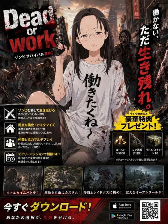Zombie Survival RPG Anime Ad Poster preview image 1