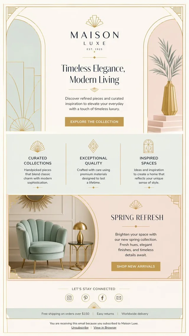 Luxury Art Deco Home Decor Email preview image 1