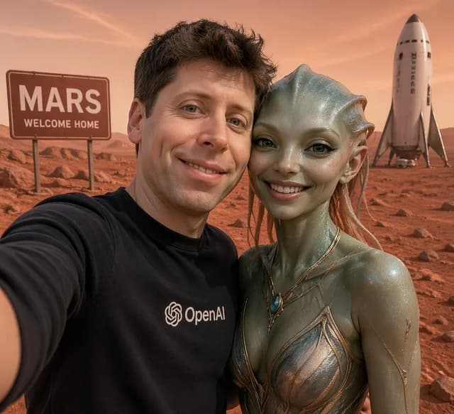 Mars Selfie With Alien and Rocket preview image 1