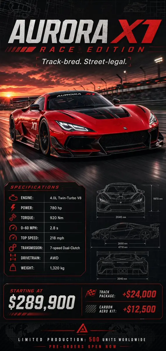 Racing Car Poster with Specs preview image 1
