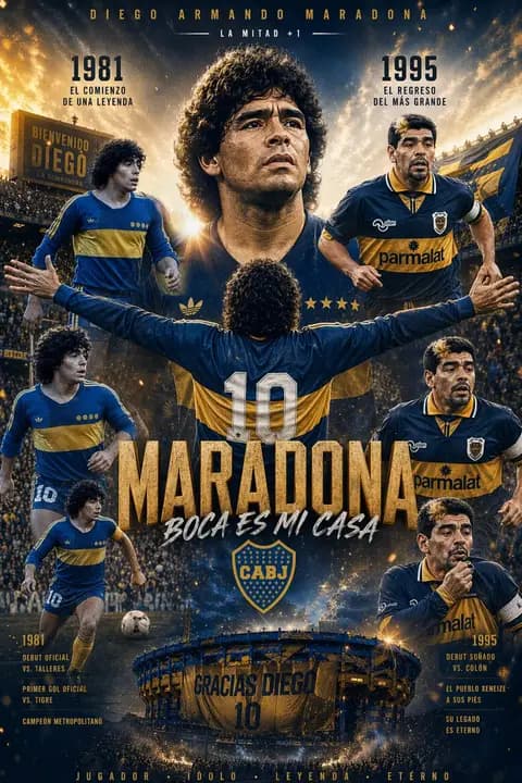 Maradona Boca Juniors Infographic Poster preview image 1