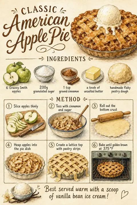 Vintage Apple Pie Recipe Poster preview image 1