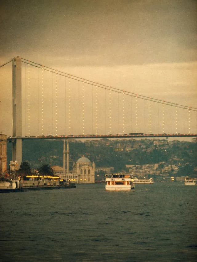Vintage Bosphorus Bridge Ferry Scene preview image 1