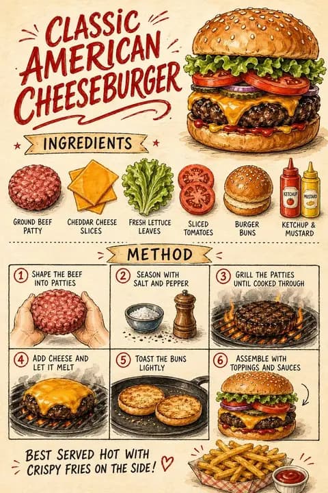 Vintage Cheeseburger Recipe Poster preview image 1